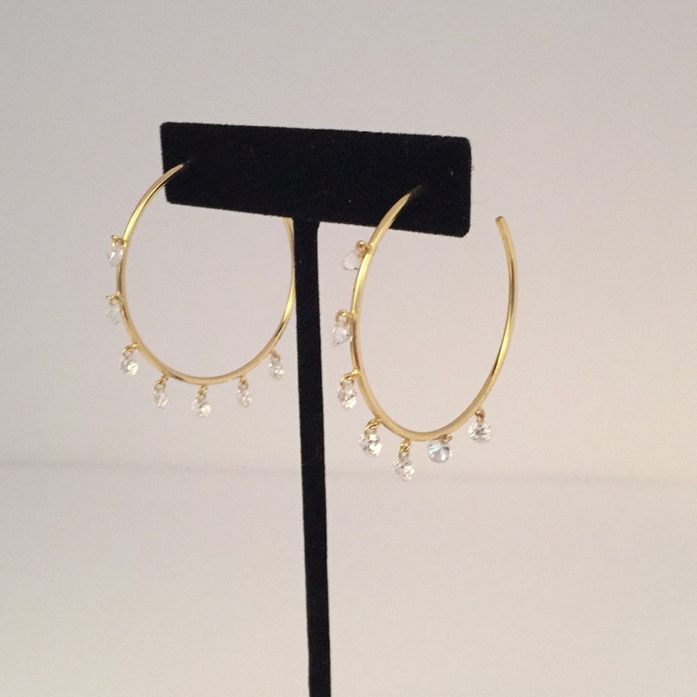 Sterling silver with gold overlay & crystal hoops